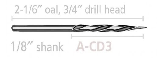 1170612 - Steel Carving Drill Bit, 1/8" shank, bigfoot-carving-tools, turning