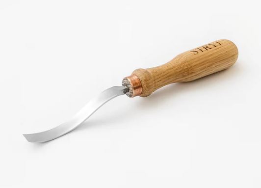 Long Gouge #1, Bent, 3/8" (10mm), Bigfoot Carving Tools